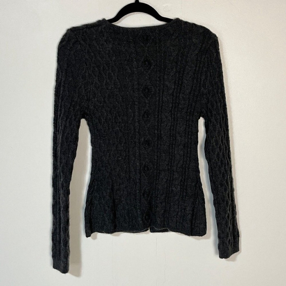 Zara Knit Sweater Cardigan Women's Large Gray Button Up Wool Blend Peplum - Picture 8 of 12
